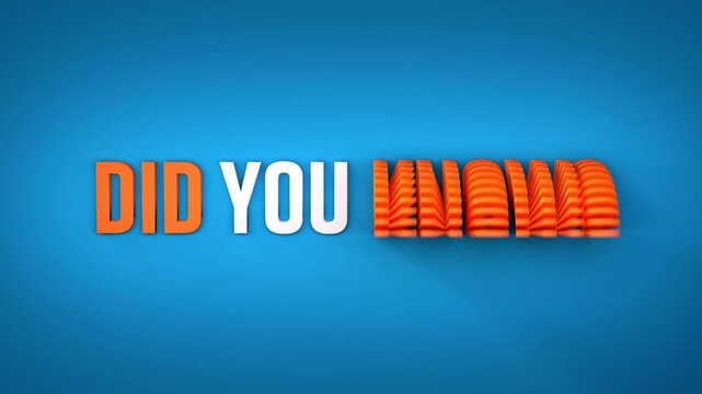 Did you know? Rotating letters in orange and white. Animated text, blue background.