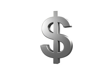 Obraz premium Silver dollar currency symbol representing global finance, money, wealth, and economy on transparent background