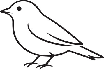 Fototapeta premium Simple minimalist line of a small bird standing on a plain white background, for use animal, nature avian