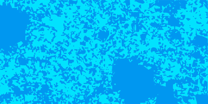 Abstract camouflage style texture with cyan and blue colors, random layered shapes, flat modern design, seamless pattern.