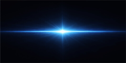 A dark blue abstract background features a digital motion design with glowing light rays and energy lines flashing through space like a laser flare animation loop © HooD