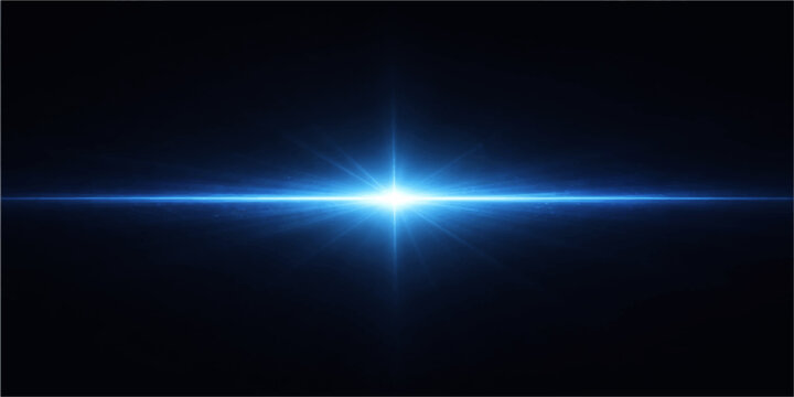 A dark blue abstract background features a digital motion design with glowing light rays and energy lines flashing through space like a laser flare animation loop