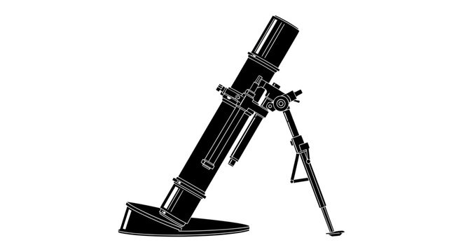 Mortar Weapon Silhouette, Military Equipment, Artillery Cannon, Combat Device