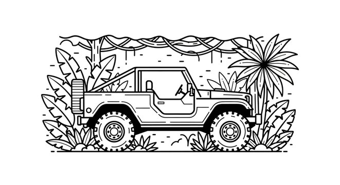 Off-road Jeep in Jungle: Adventure, Exploration, and Outdoor Travel