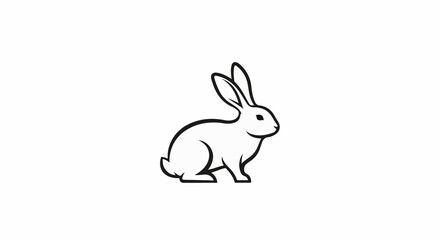 Fototapeta premium A simple black and white line drawing of a rabbit sitting on a white background