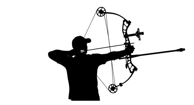 Archer Silhouette Aiming Compound Bow, Target Practice