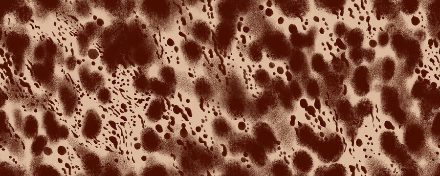 Seamless leopard pattern. Hand drawn animal skin texture. Drawn with chalk spots and strokes. Camouflage background
