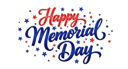 Festive happy memorial day greeting with stars and patriotic colors