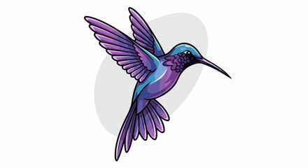 Fototapeta premium A vibrant, stylized hummingbird in flight, with purple and blue wings
