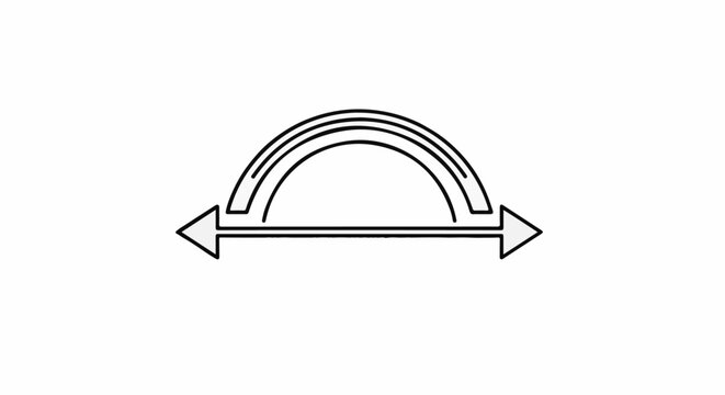 Semicircular arc with parallel lines connects two opposing arrows