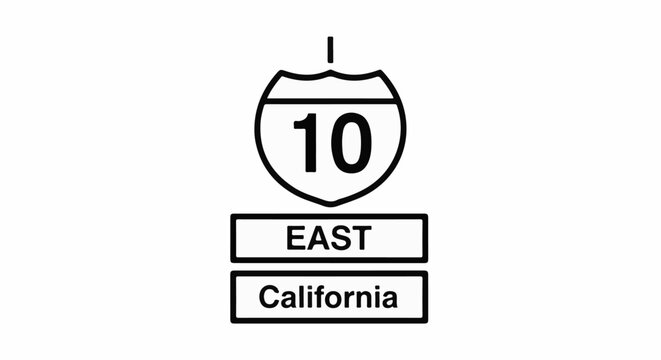 Interstate 10 East California highway shield sign