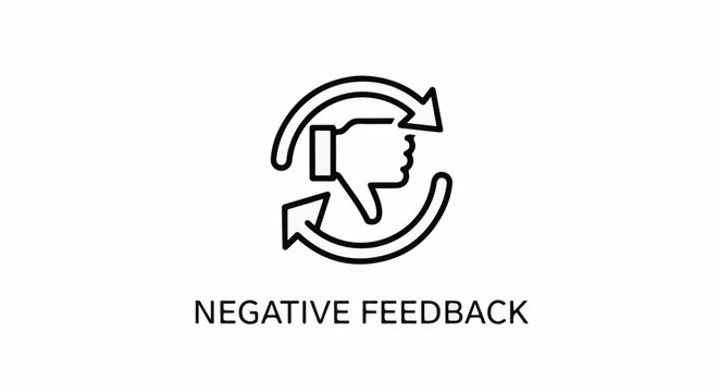 Icon of a thumb down with circular arrows indicating negative feedback