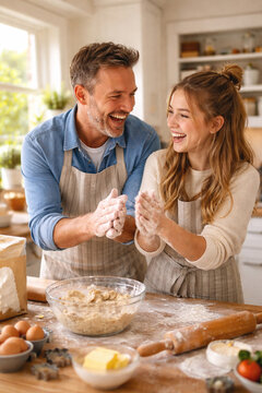 couple cooking together