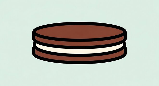 Illustration of chocolate sandwich cookie.