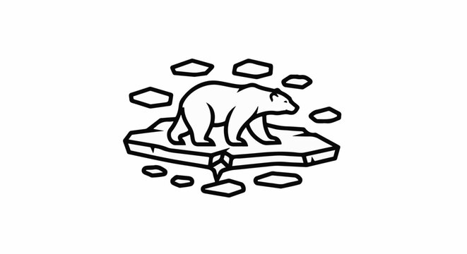 A solitary polar bear walks across a shrinking ice floe