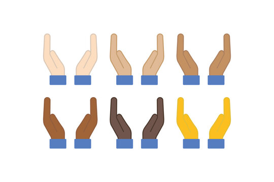 Diverse raised hands emoji set representing various skin tones and inclusion.