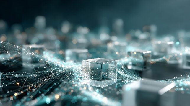 Night City Miniature Model with Blue Light Effects