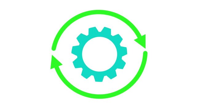 Rotating Gear And Cycle Arrows Flat Animation