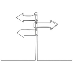 Obraz premium A simple line drawing of a signpost with three arrows