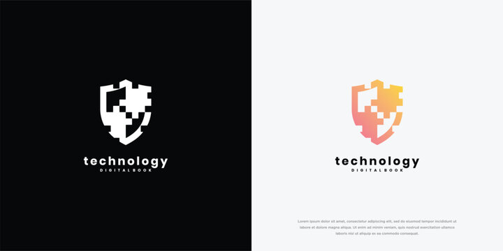 Shield Logo Design With Puzzle Elements