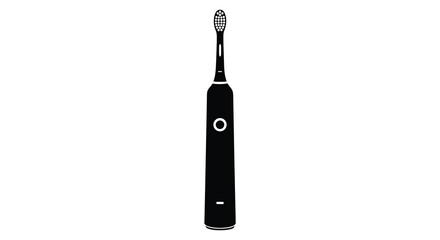 A sleek black electric toothbrush stands out against a white background silhouette © AL-AMIN