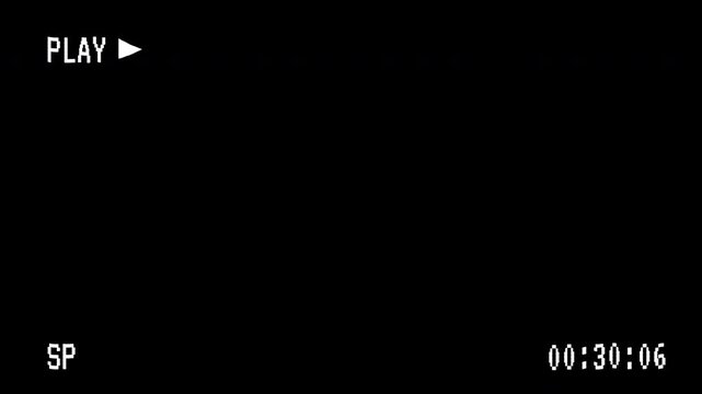 VHS Play Screen Overlay Loop Retro Camcorder Interface with Timecode Vintage Tape Effect