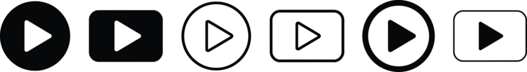 Play button icon set. Media start symbols for video, audio and web players. Vector illustration of playback icons for streaming, and digital media interface design © PrimePixel Co