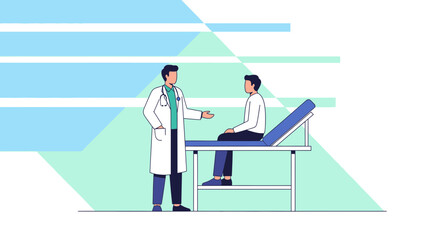 Obraz premium Doctor consulting patient on medical examination table, healthcare concept