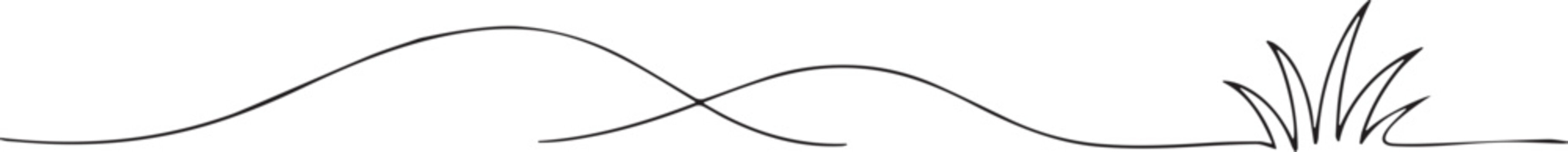 Abstract landscape continuous one line drawing hills grass minimal nature illustration