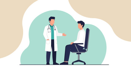Fototapeta premium Doctor consulting patient in modern clinic, medical consultation, healthcare concept