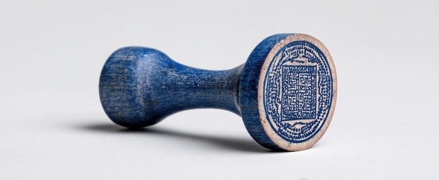 Weathered blue delayed inked rubber stamp evokes nostalgia and history in every impression