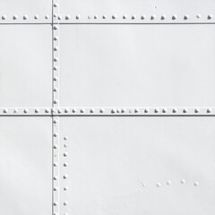 Fototapeta premium A grayscale image of riveted metal sheets with cross lines