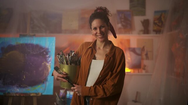 Artist Portrait. Enthusiastically Presents Their Colorful And Adaptable Craftsmanship