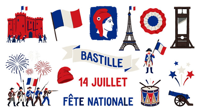 Bastille Day French National Celebration Symbols and Icons Fete Nationale 14 Juillet