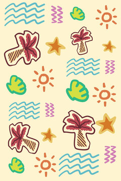 boho_ocean_pattern_palm_sun_starfish_wave