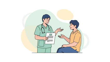 Fototapeta premium Doctor consulting patient, medical consultation, healthcare, doctor-patient relationship, health check