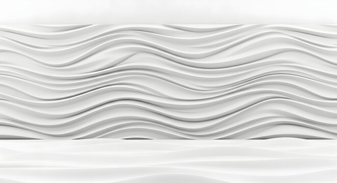 Abstract White Wavy Texture with Reflective Surface and Subtle Shadows - Modern Design Background