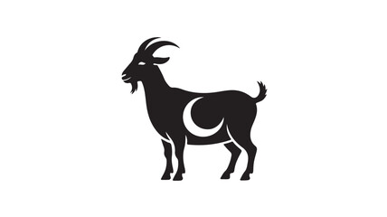 Fototapeta premium Black Goat Silhouette Standing For Wildlife Concepts