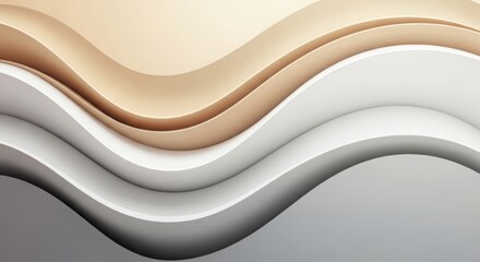 Obraz premium abstract wavy layered background with beige, brown, white, and gray colors