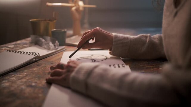 Talented Artist Diligently Constructs Serene Profile Picture During Calm Night Hours