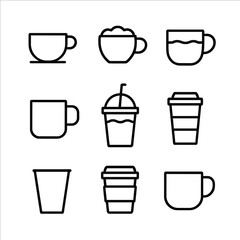Obraz premium Minimalist coffee mug icons set on gray background
