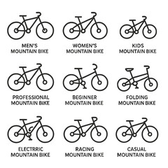 Obraz premium Variety of mountain bikes for all riders: men, women, kids, and more