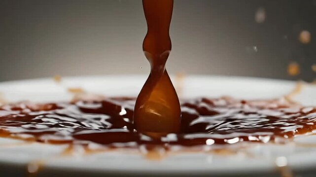 Dynamic liquid splashing on a flat surface with mesmerizing fluid motion
