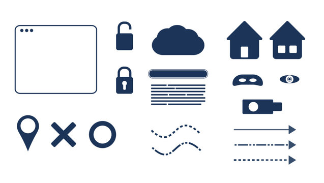 Home Cyber Security and Surveillance Vector Icon Set on Transparent Background