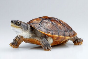 Obraz premium Indian Flap-shell Turtle Walking on White Background