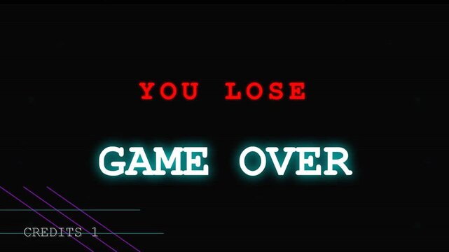 Retro Game Over Screen Display.