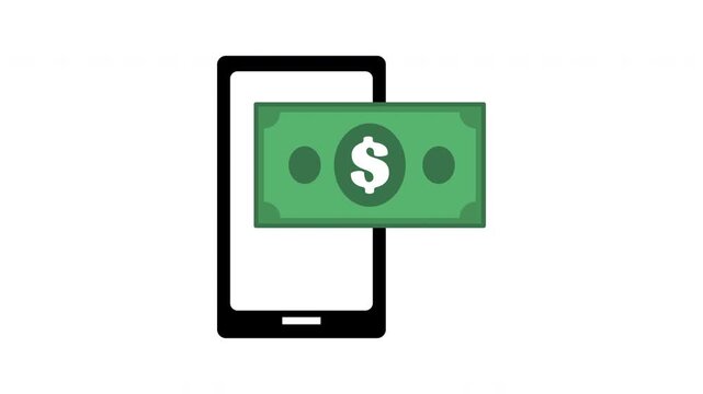 a dollar bill displayed on a smartphone screen representing mobile payment, digital wallet access, online money transfer and cashless banking for ecommerce