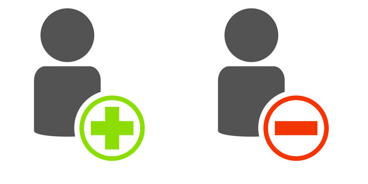 2 Icons: Person hinzuf&uuml;gen &ouml;der l&ouml;schen