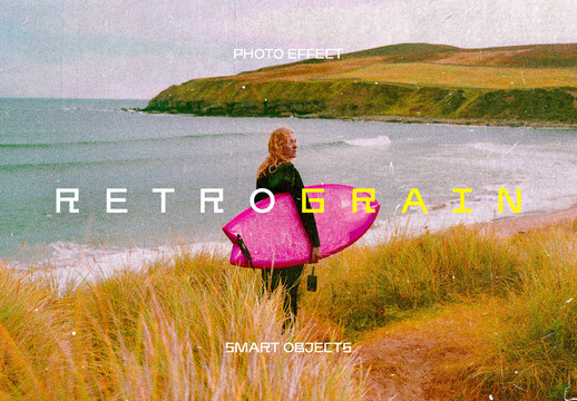 Retro Grain Photo Effect Mockup