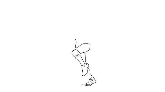 Animated self drawing of continuous line draw of  Running Man Silhouette Dynamic Line   Full length one line animation. 4K